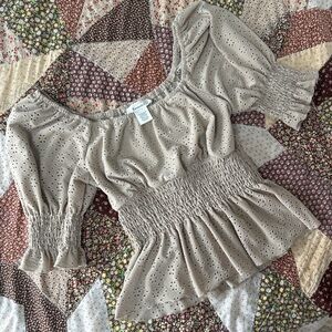 Beige Urban Romantics Cinched Waistline Spring Top